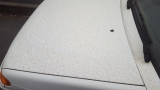 Даже после таяния снега на авто у офиса Портала Северного Кавказ остались следы африканского песка