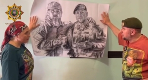Донецкая художница подарила командиру «Ахмата» его портрет с главой Чечни