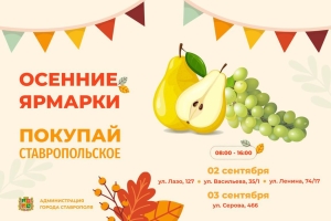 На ярмарках 2 и 3 сентября в Ставрополе можно будет купить груши и виноград