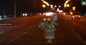 Столицу Чечни украсили более 2000 световых цветочных вазонов