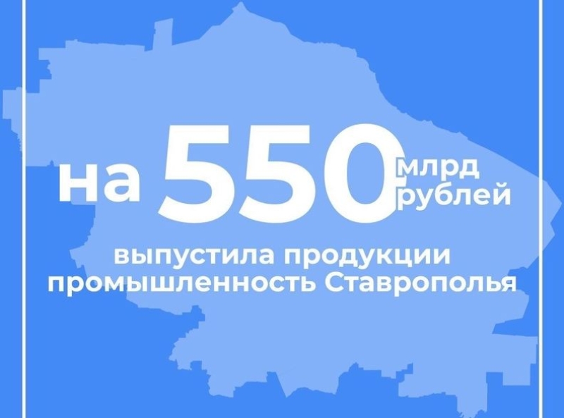 Промышленность Ставрополья в 2023 году произвела товаров на ₽550 млрд