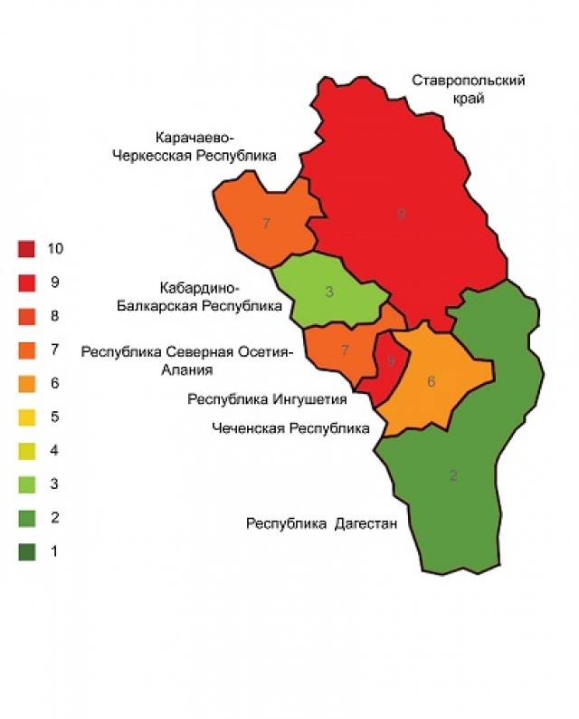 Состав северо кавказского региона